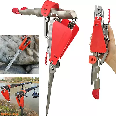 Fishing Rod Holder 2 Spring Automatic Full Adjustable Folding Stainless Steel • $20.79