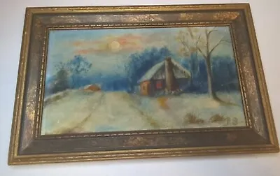 $10 • Buy Vintage Oil Painting Canvas Board Landscape Signed  RS  8 X4.5  Frame - 9.5 X 6 