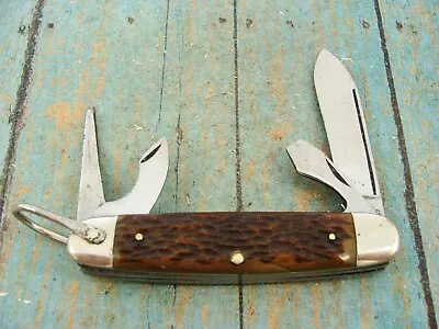 Vintage Ww Ii Wards Usa Jigged Bone Boy Scout Folding Pocket Knife Knives Tools • $115