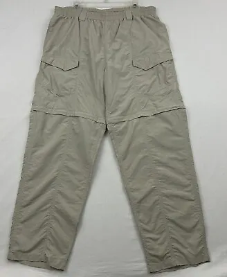 Columbia PFG Mens Convertible Nylon Pants Size XL Elastic Waist Drawstring Tan   • $22.99