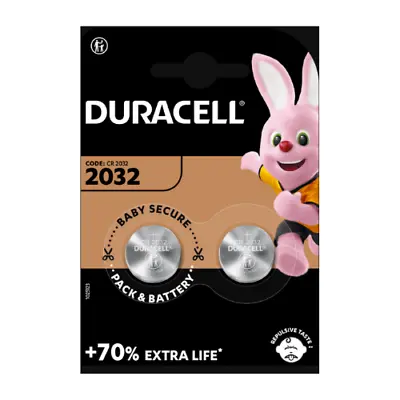Duracell 2032 3V Lithium Battery Alarms Watches Car Remote Fobs - Pack Of 2 • £3.32