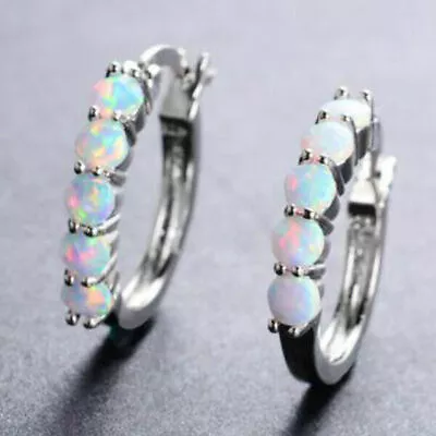 Fashion 925 Silver Opal Drop Earrings For Women Wedding Party Jewelry A Pair/set • $2.85