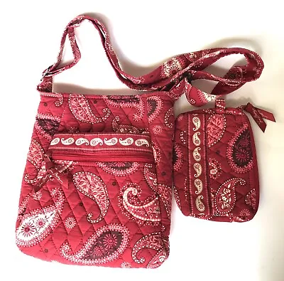 Vera Bradley Retired Rare Mesa Red Hipster Crossbody Hobo Bag Small Cosmetic Bag • $17