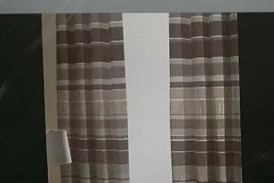 £9.99 • Buy Catherine Lansfield 66  X 72  Lined Tab Top Curtains Brown Stripe Boys / Girls 