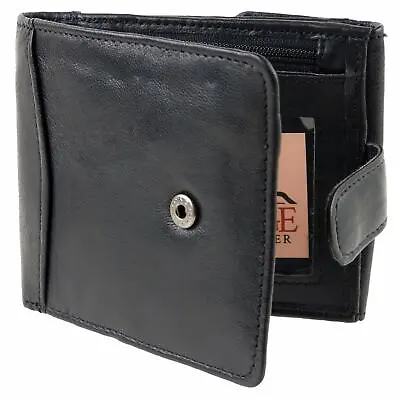 Mens Gents Soft Nappa Leather Quality Tabbed Wallet With Coin Pocket Zipped • $16.61