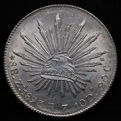 8 Reales 1893 Zs Fz Mexico Republic. KM-377.13 UNC • £235