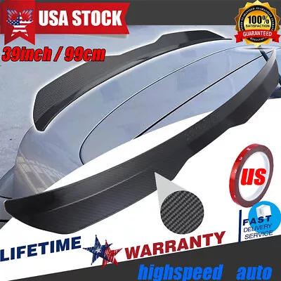 Universal Hatchback Car Rear Trunk Roof Lip Spoiler Tail Trunk Wing Carbon Fiber • $39.99