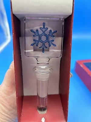 Mikasa Glass Snowflake Clear W/ Blue Wine Topper W/Box • $6.50