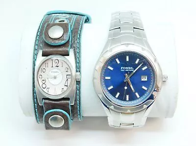 Fossil Silver Tone His & Hers Watches 183.9g • $15.99