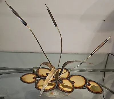 Vintage Brass Metal Art Sculpture - Lily Pad On Marble (?) Base-good Condition! • $19.99