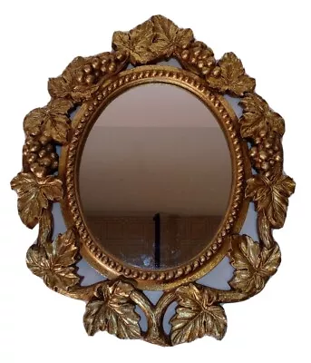 The Bombay Company Oval Mirror Gilded Gold Grapes Leaves Framed Ornate Vtg 2000 • $67.95