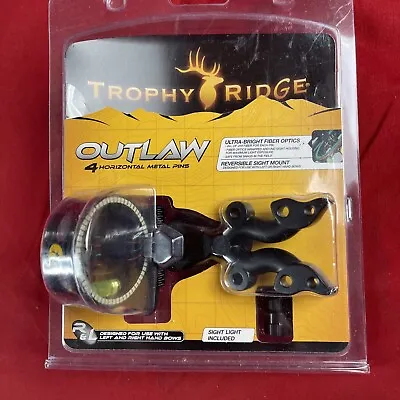 Trophy Ridge OUTLAW 4 Pin Horizontal Bow Sight AS104 Fiber Optic Level • $22.99