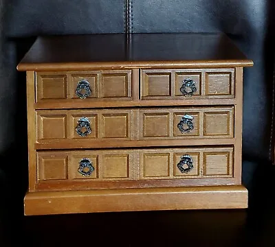 Vintage Wood Jewelry Box Storage 4 Drawer 10 X 7 X 5 • $9