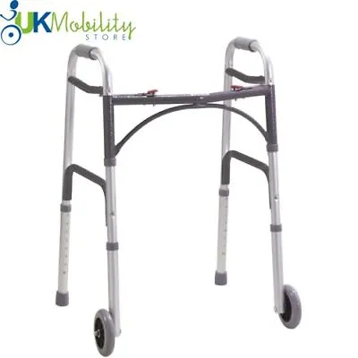 Lightweight Disability Aluminium Folding Zimmer / Walking Frame With Wheels • £52.99