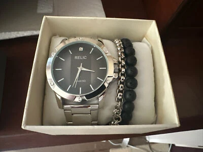 $23.40 • Buy Relic By Fossil Men's Rylan Quartz Stainless Steel Diamond Accent Dress Watch