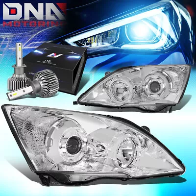 For 2007-2011 Honda Crv Chrome Clear Projector Headlight W/led Kit Slim Style • $193.98