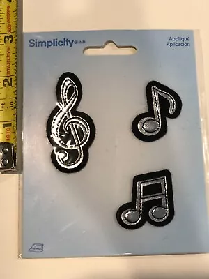 Simplicity Music Note Symbols (set Of 3) Iron-on Or Sew Patches 1.25  To 2.25  • $5