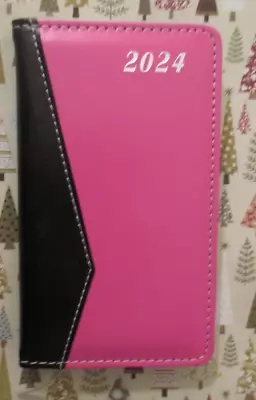 2024 Padded 6X3.5   PINK Black POCKET Lined PLANNER - Notes Address Faux Leather • $8.99