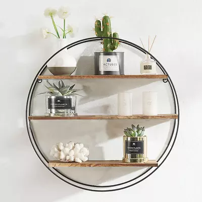 3 Tier Round Floating Shelves For Wall Mounted Metal/Wood Unique Book Display • $31.92