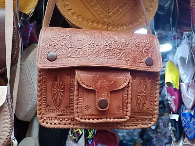 Beautiful Vintage Boho Handmade Moroccan Tooled Leather Structured • $79