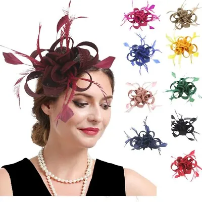 Fashion Women Feather Prom Race Wedding Party Fascinator Hat Headwear Hat • £5.27