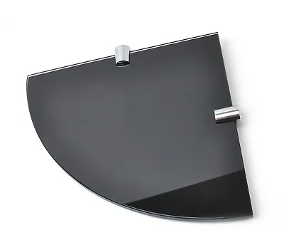 Glass Shelves Wall Mounted Toughened Black Corner Shelf Various Chrome Supports • £22.49