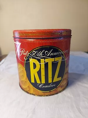 Vintage 1984 Ritz 50th Anniversary Cracker Tin Collectible Food Container • $10