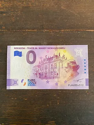 2021 0 Euro Souvenir Banknote Poland Rzeszów Theater Wanda Siemaszkowa • £9.65