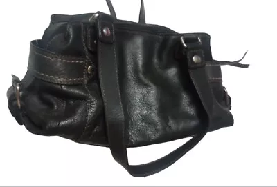 Fossil Bag Tote Leather Black Purse Shoulder Bag Double Handles Buckles Pockets  • $24.50