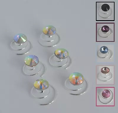 £5.95 • Buy 6 X 8mm Round Pointed Crystal Faceted Wedding Hair Spirals/twists/jewels/gems UK