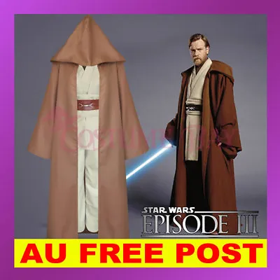 $54.65 • Buy Star Wars Obi Wan Kenobi Jedi Master Knight Hooded Cloak Set Tunic Robe Costume