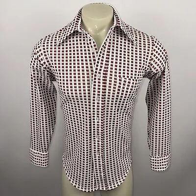 Mens Campus Shirt Disco Polyester Butterfly Collar Hippie Nik Vtg 60s 70s Medium • $44.99