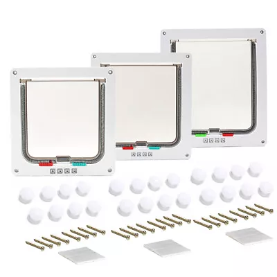 £14.99 • Buy Pet Door 4 Way Locking Small Medium Large Dog Cat Flap Magnetic White Frame