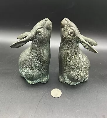 Antique Arts & Crafts Era OLD Bronze Rabbit Bookends Bookend Pair Orig Patina • $17.50