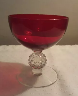 Morgantown Glass Co. Elegant RUBY GOLF BALL Sherbet/ Desert Glass/Stem Used • $10.59