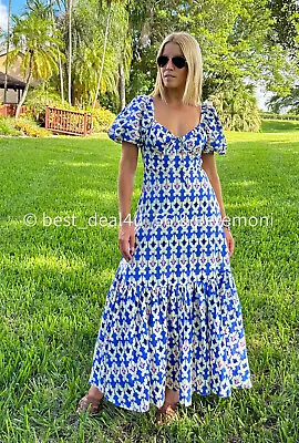 $55 • Buy Zara Nwt Woman Printed Midi Dress Blue Sizes (xs, S, M, L)