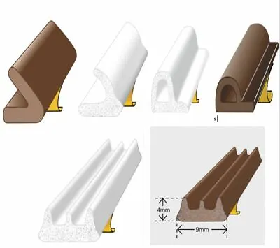 Exitex E/P/ V Profile Draught Excluder Self Adhesive Rubber Door Window Seal 5mt • £6.89