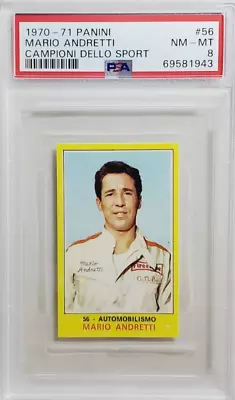 1970 Panini Campioni Dello Sport #56 Mario Andretti 2nd Year F1 Card PSA 8 GOAT • $299