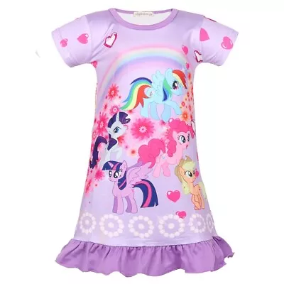 New Girls Kids My Little Pony Rainbow Sleepwear Nightgown Dress Pyjamas ZG9 • £12.81