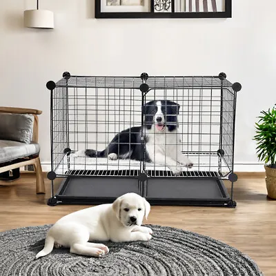 Foldable Pet Dog Cage Kennel Metal Puppy House In/Outdoor Travel Carrier Crate • £15.95