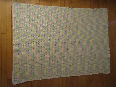Crocheted Afghan Baby Crib Pastel Colors 58  X 44  • $15