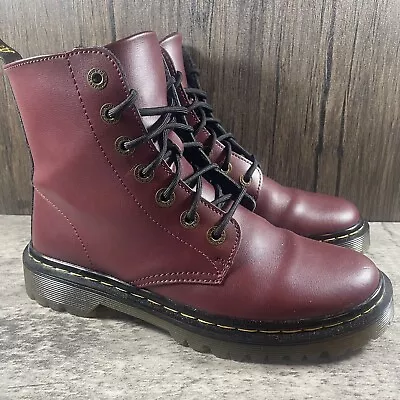 Dr. Doc Martens Luana 7 Maroon Cherry Ox Blood Red Lace Up Leather Boots Womens • $79.99