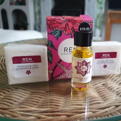 £6.99 • Buy REN Rose Body Set 2 X Soap 1 Moroccan Oil