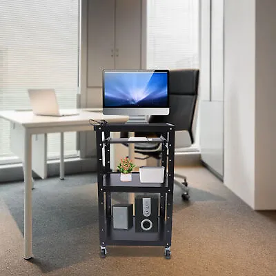 Rolling Standing Desk Projector Cart With Wheels Office AV Trolley Printer Stand • $131.60