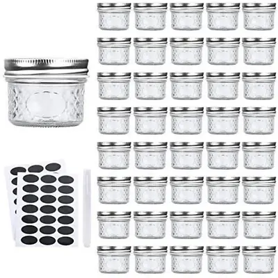 $33.14 • Buy Mini Mason Jars Glass Canning Jars Jelly Jars With Regular Lids Silver 4 OZ NEW