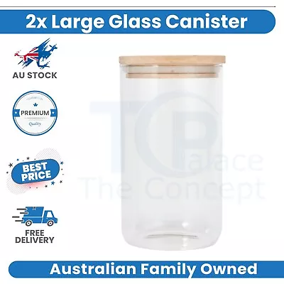 Large Glass Jar Lid Airtight Canister Food Storage Sealed Container • $8.90