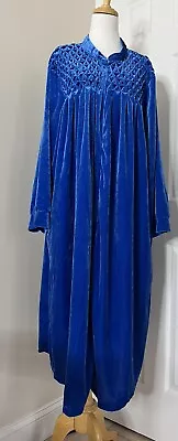 Vtg Comfort Choice Zip Up Robe Housecoat Blue Velour/Velvet Size 3X Grandmacore • $40