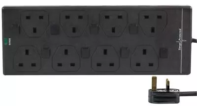 PRO ELEC - 1m 8 Way Individually Switched Surge Protected Extension Lead Black • £24.48