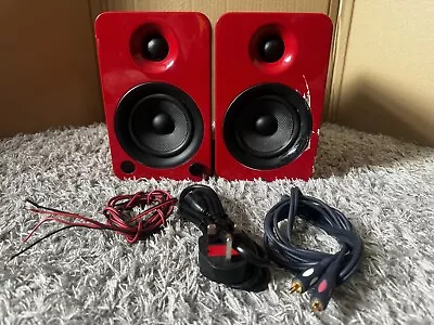 Kanto Audio Yu4 Powered Desktop Speakers Pair Red Phono Bluetooth AptX Compact • £0.99