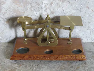VTG Warranted Accurate England Postal Office Scale Brass Wood NO Weights SEE PIC • $19.99